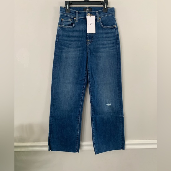 NEW 7 FOR ALL MANKIND CROPPED ALEXA WITH CUT HEM SIZE:25 - Picture 3 of 9